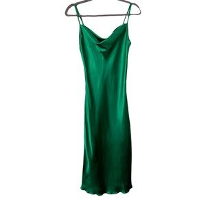 bebe green satin dress Bebe Women's Tiered Satin High Low Gown